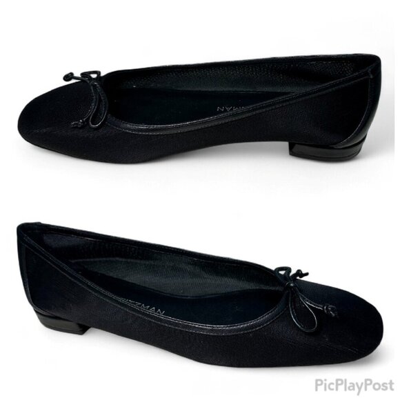 STUART WEITZMAN Arabella Bow-Detailed Mesh Ballet Flats, Black, Size US 8 - Picture 9 of 10